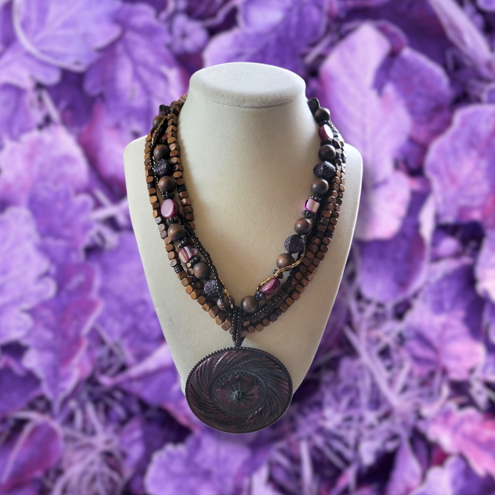 Stunning Multi-Strand Tribalesque Boho Beaded Med… - image 1